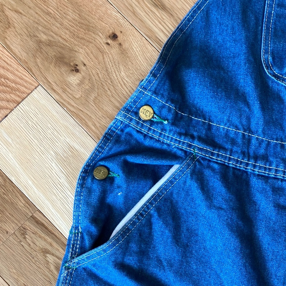 Women's Blue Denim Jumpsuit with Smiley Patch - Picture 5 of 12